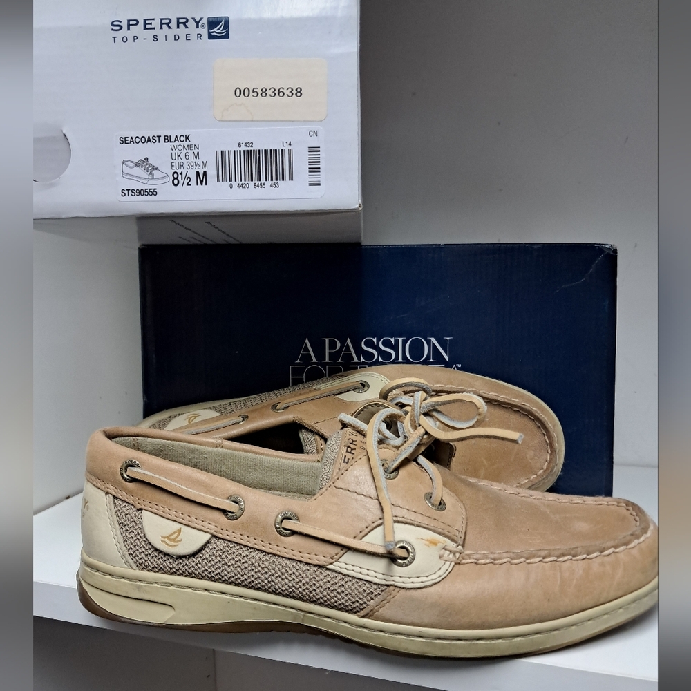 Womens Sperry Top-Sider Songfish Boat Shoe - Linen / Oat, Size 8.5